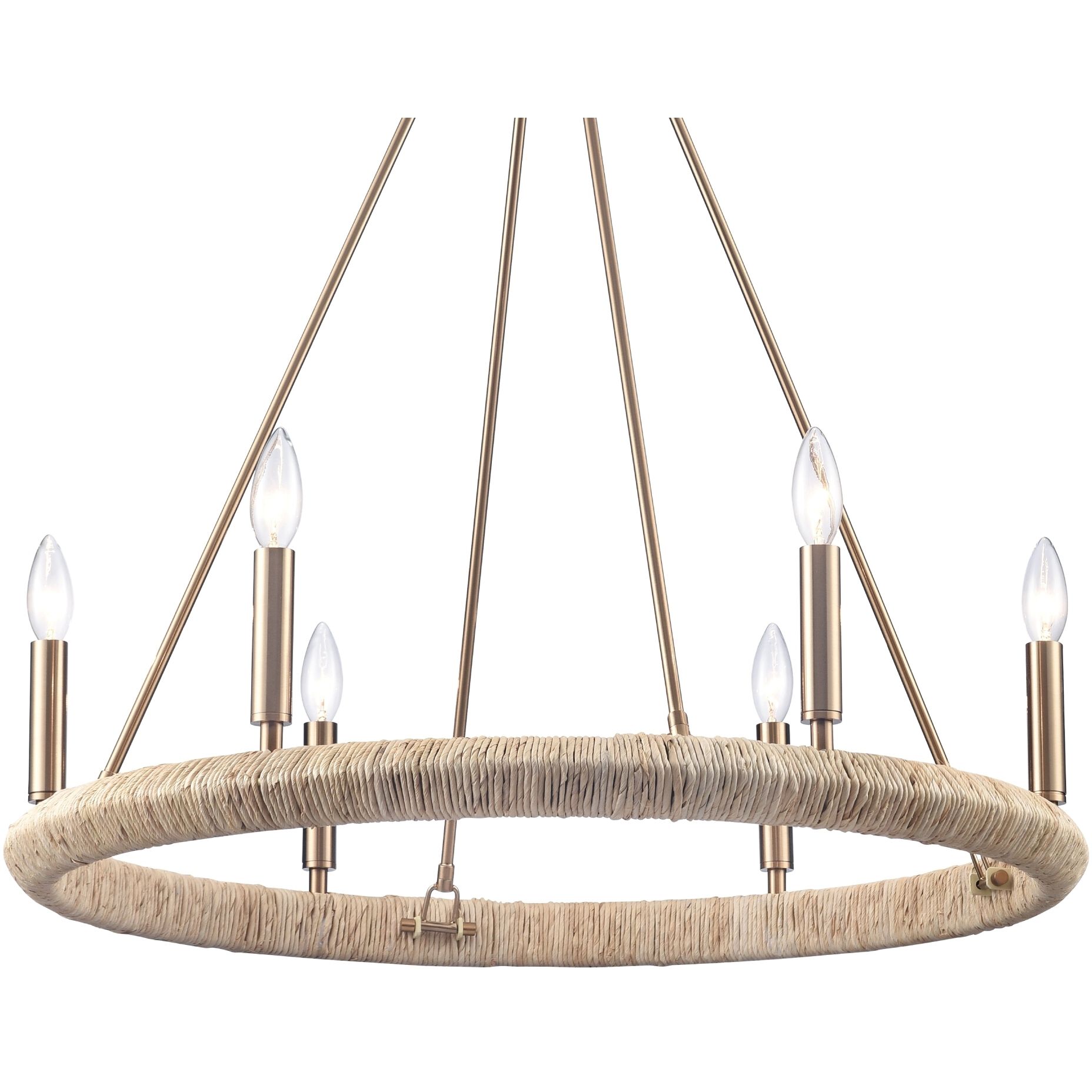 Cabana 6 Light 28 inch Lacquered Gold Chandelier Ceiling Light