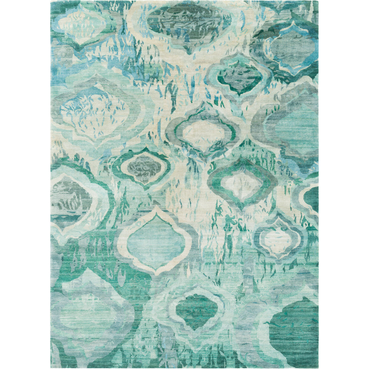 Watercolor 36 X 24 inch Teal, Mint, Dark Green, Seafoam Rug