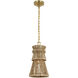 Chapman & Myers Antigua LED 10.5 inch Antique-Burnished Brass and Natural Abaca Pendant Ceiling Light