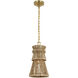 Chapman & Myers Antigua LED 10.5 inch Antique-Burnished Brass and Natural Abaca Pendant Ceiling Light