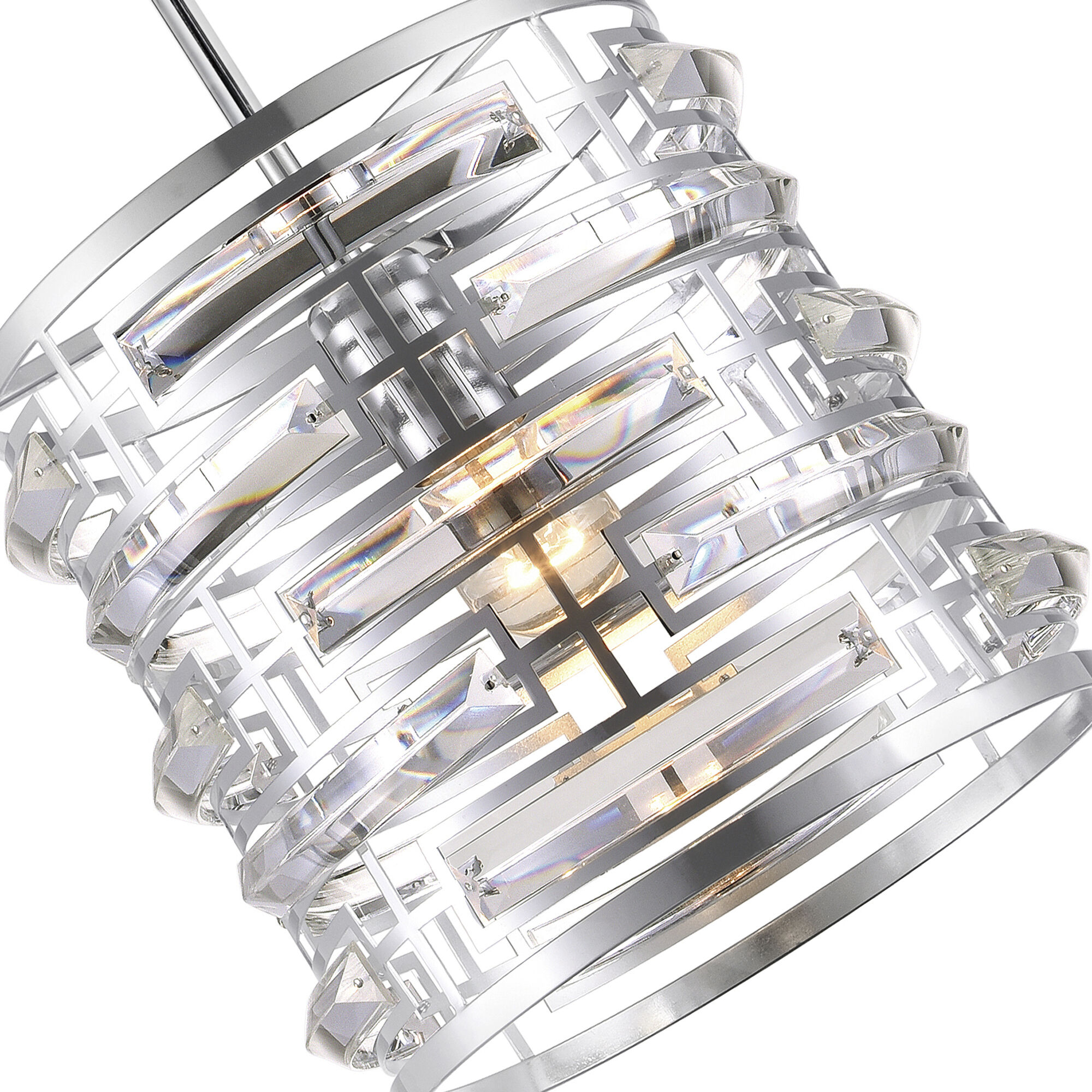 Petia 1 Light 10 inch Chrome Drum Shade Mini Chandelier Ceiling Light