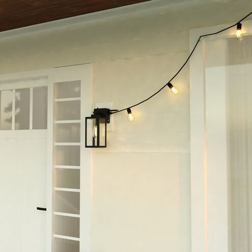 Lombard 1 Light 12.25 inch Textured Black Outdoor Wall Lantern, Integrated GFCI Outlet