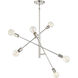 Contemporary 6 Light 26 inch Polished Nickel Chandelier Ceiling Light