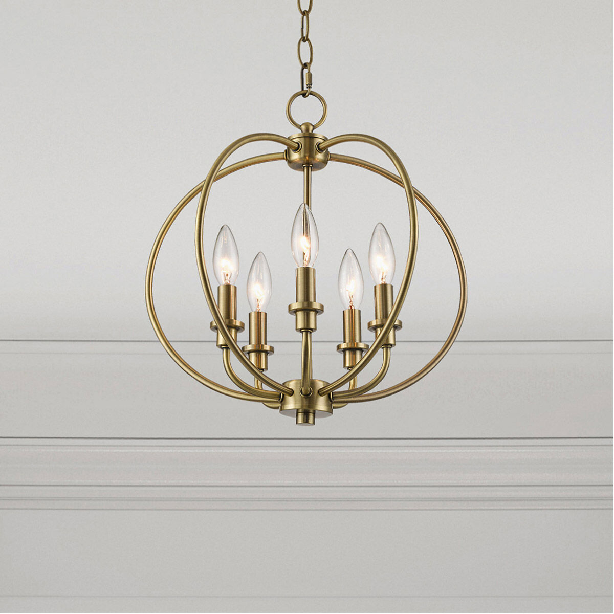 Milania 5 Light 16 inch Antique Brass Convertible Mini Chandelier/Ceiling Mount Ceiling Light