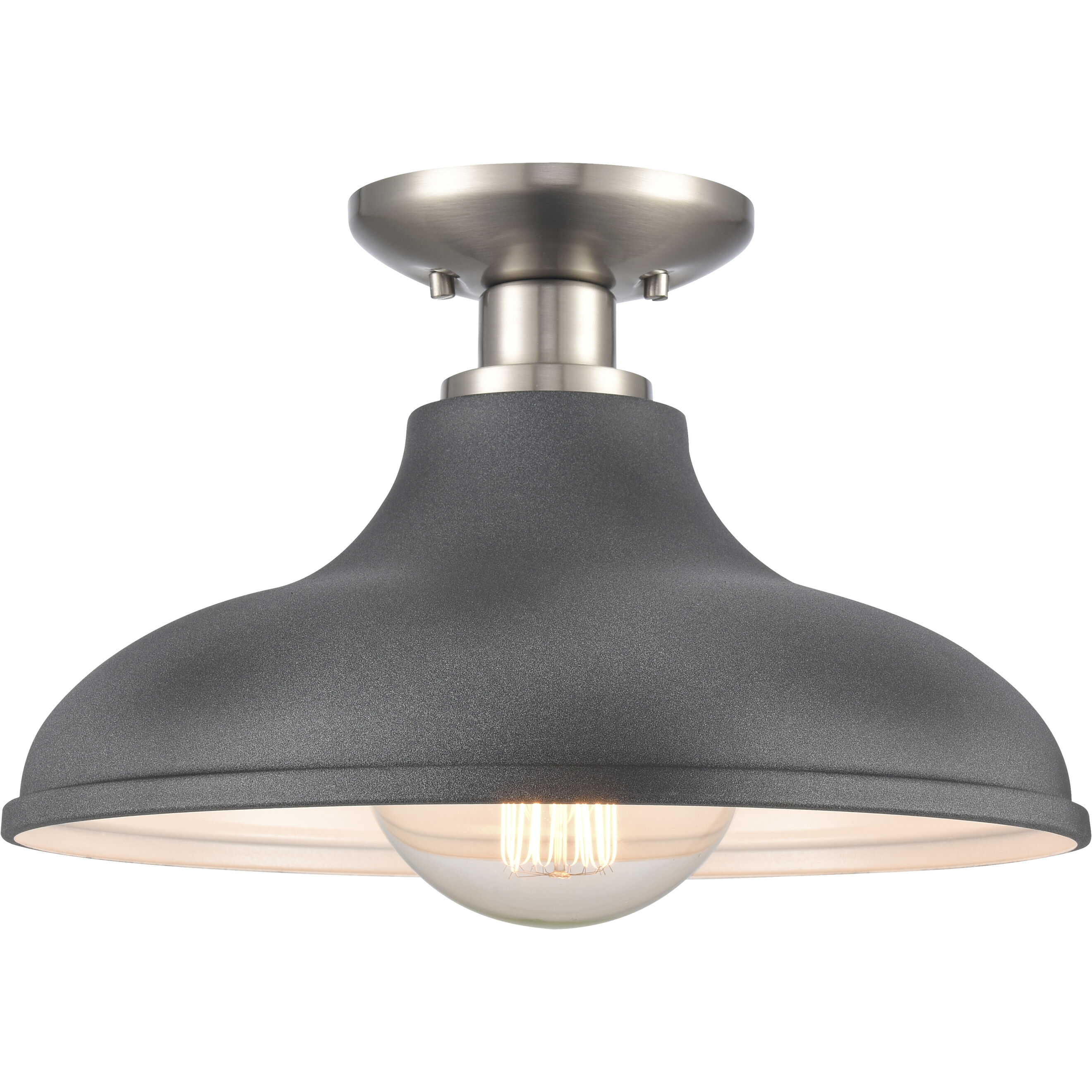 Grenville 1 Light 13 inch Zinc with Brushed Nickel Semi Flush Mount Ceiling Light