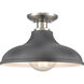 Grenville 1 Light 13 inch Zinc with Brushed Nickel Semi Flush Mount Ceiling Light
