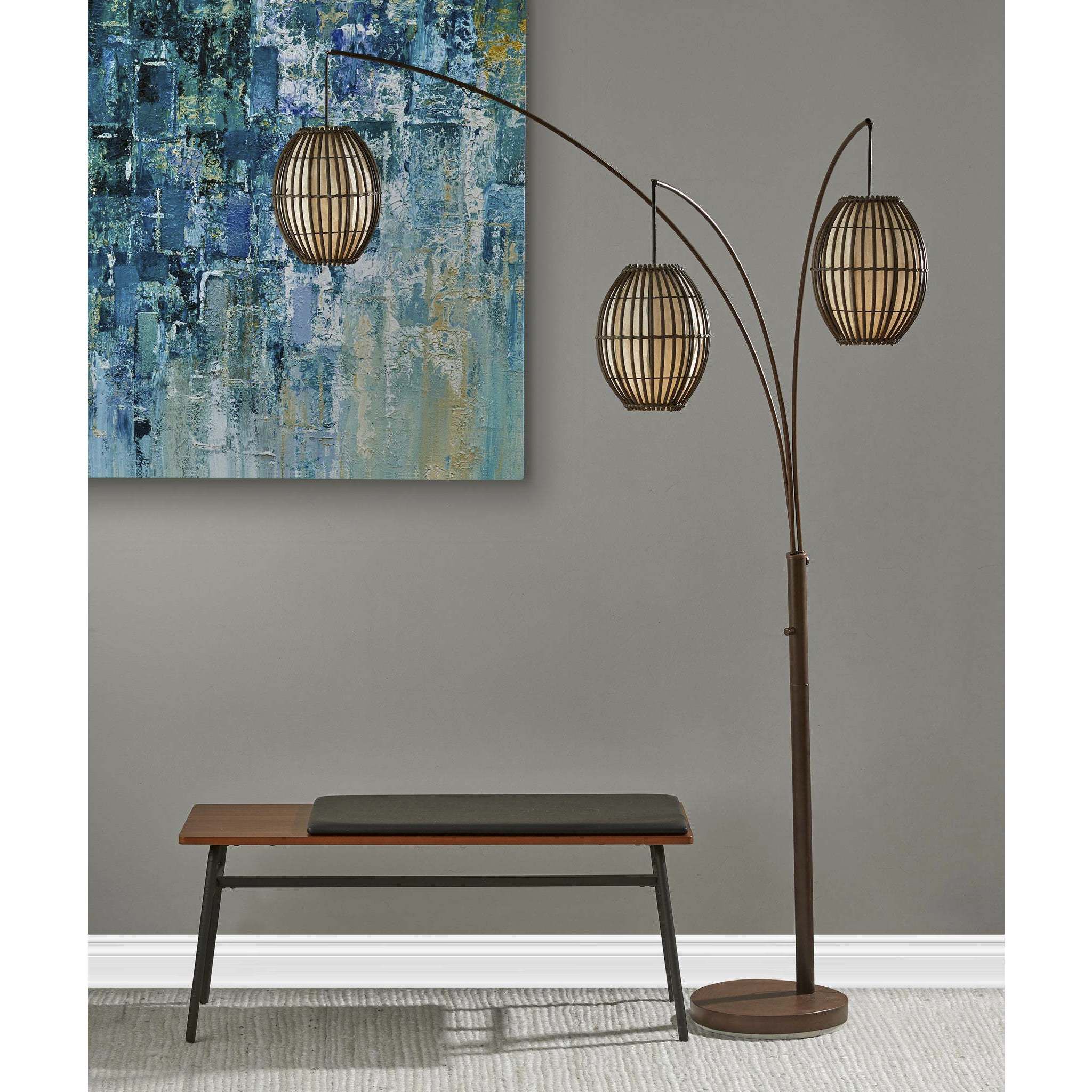 Adesso Maui Arc Lamp Antique Bronze