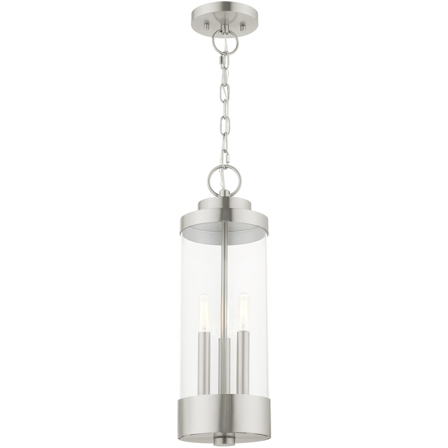 Hillcrest 3 Light 7 inch Brushed Nickel Outdoor Pendant Lantern