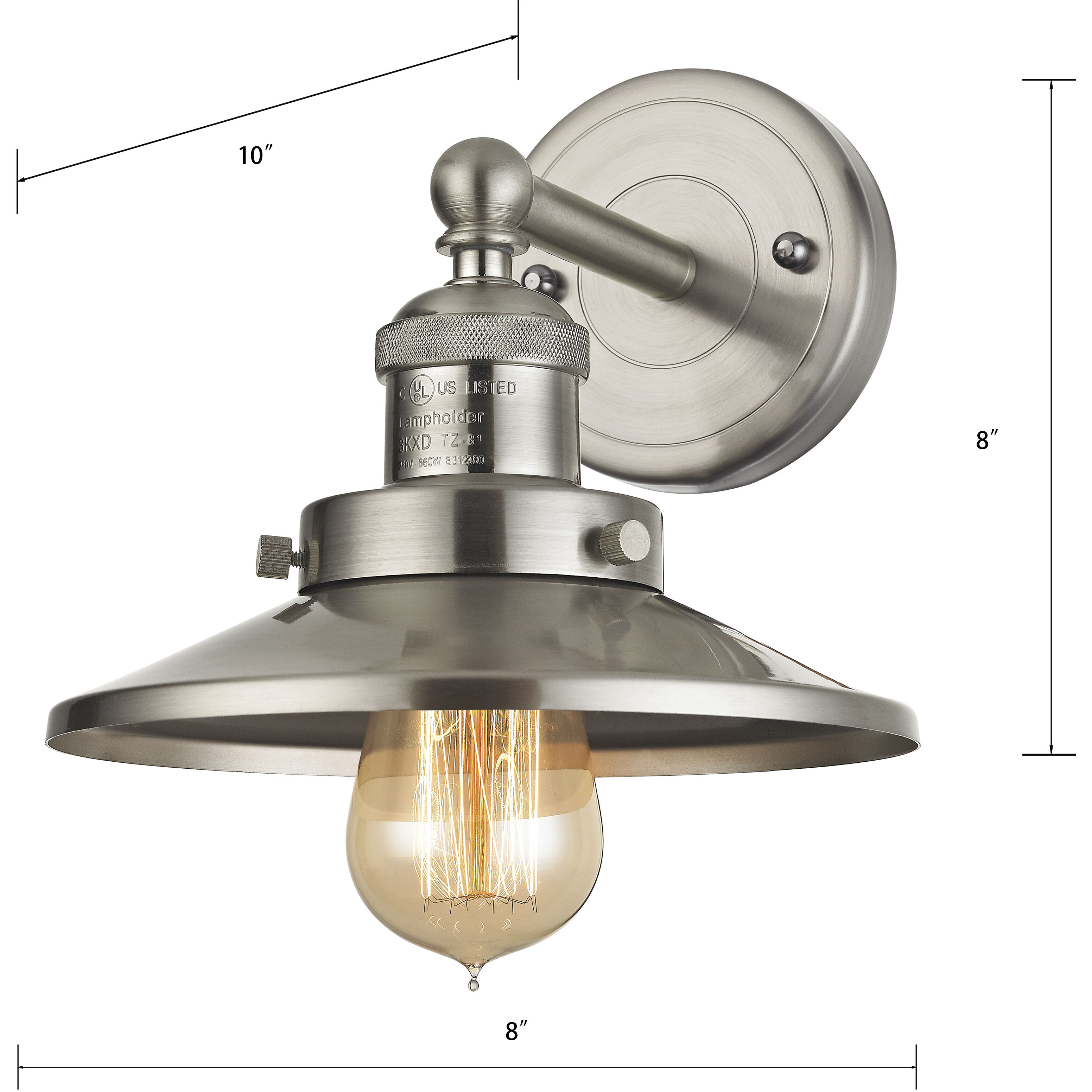 English Pub Vanity Light Wall Light in Brushed Nickel