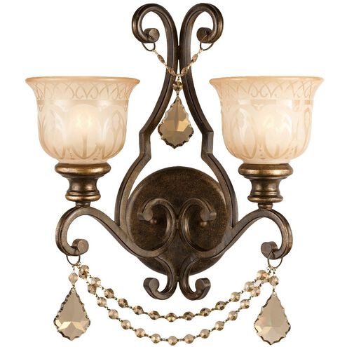 Norwalk 2 Light 16 inch Bronze Umber Sconce Wall Light in Golden Teak Swarovski