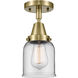 Franklin Restoration Small Bell 1 Light 5 inch Antique Brass Flush Mount Ceiling Light in Clear Glass