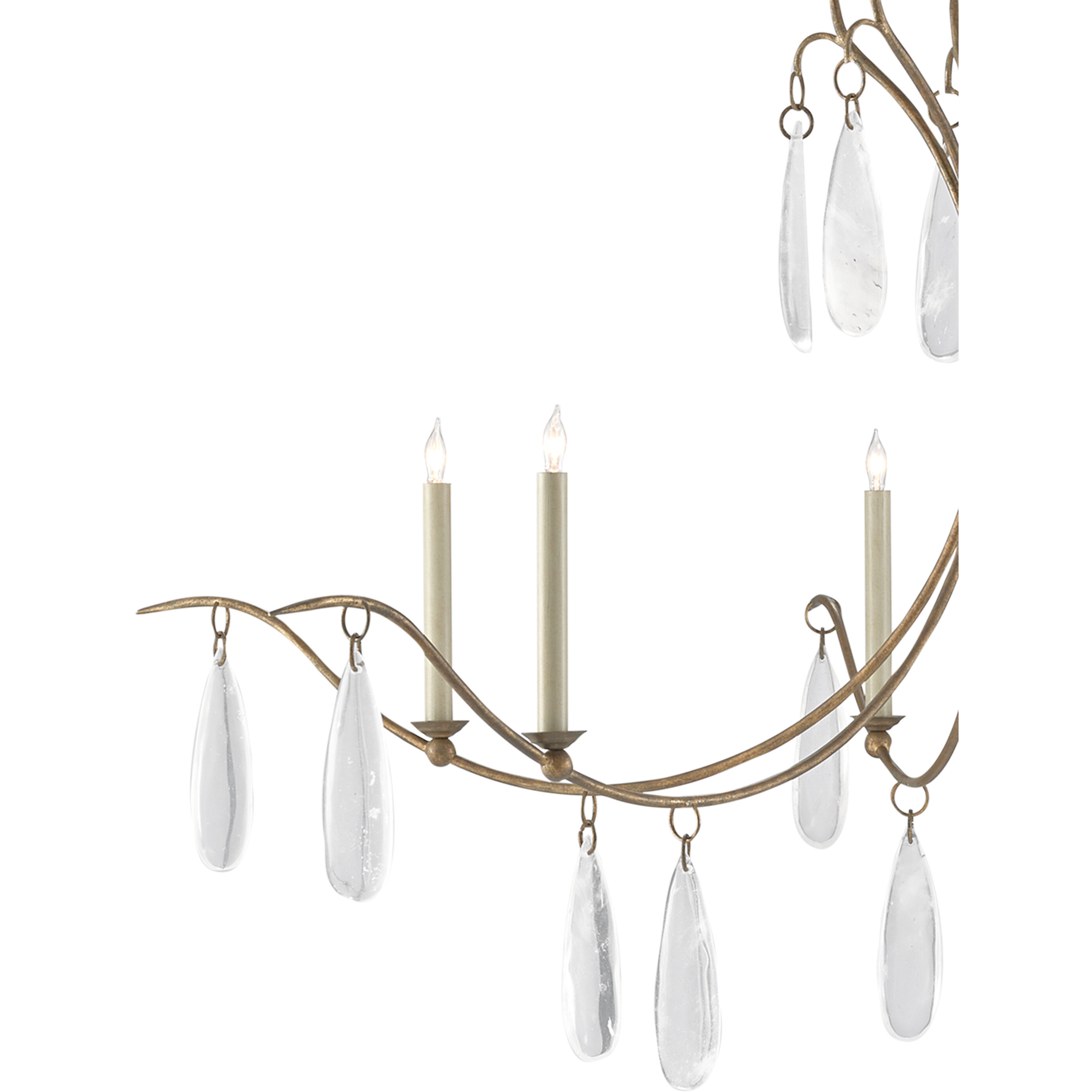 Marshallia 6 Light 59 inch Rustic Gold/Faux Rock Crystal Chandelier Ceiling Light