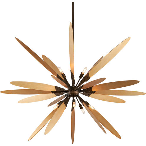 Dragonfly 10 Light 60 inch Dragonfly Bronze/Satin Leaf Chandelier Ceiling Light