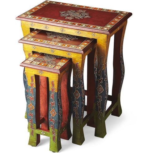 Sasha Hand Painted 26 X 22 inch Artifacts Nesting Table