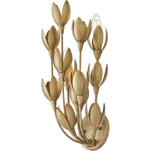 Lisa McDennon Flora 3 Light 7 inch Burnished Gold Sconce Wall Light, Sconce