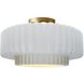 Radiance Collection - Pleated Tier 1 Light 16.5 inch Gloss White and Brushed Brass Semi-Flush Ceiling Light in Replaceable Bulb, Gloss White (outside and inside of fixture), 16.5W x 8H, Form+Finish+Function