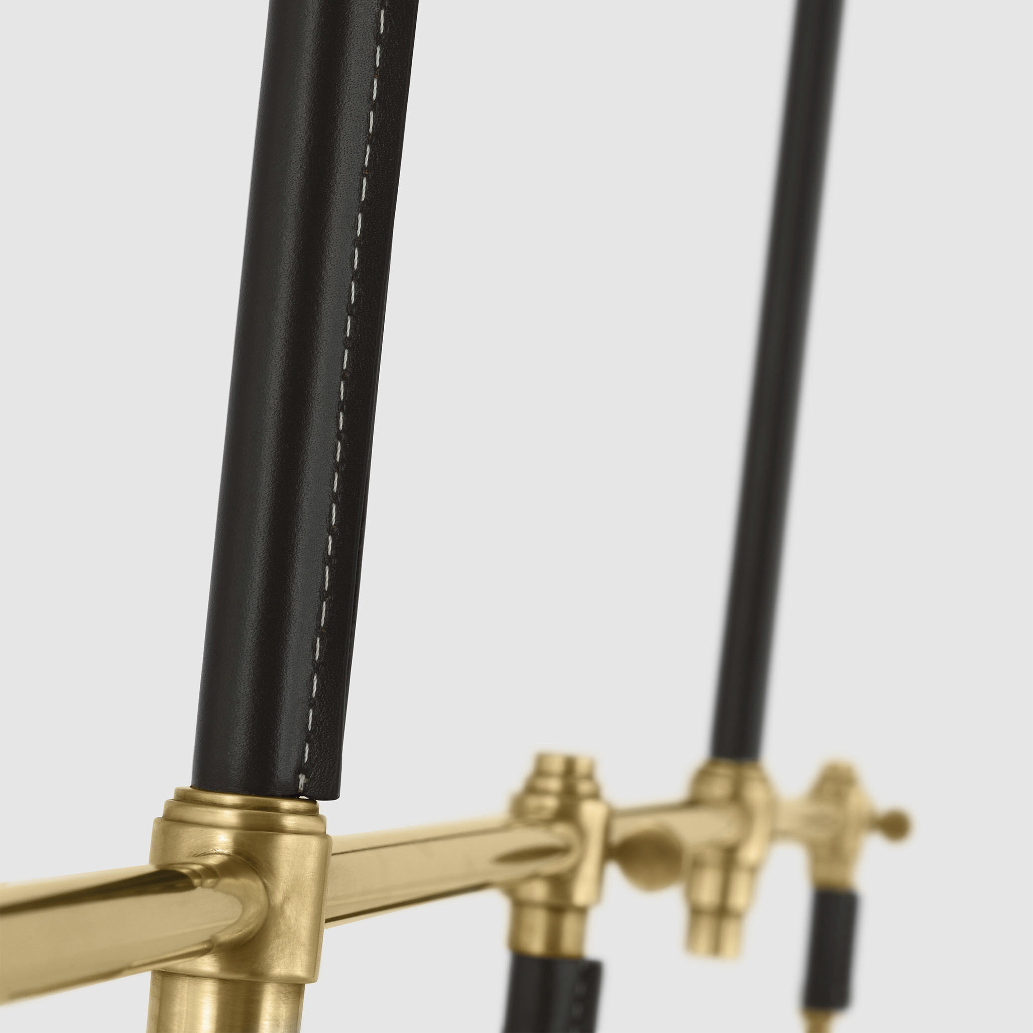 Thomas O'Brien Bryant2 LED 64.25 inch Hand-Rubbed Antique Brass and Chocolate Leather Wrapped Billiard Ceiling Light, Large