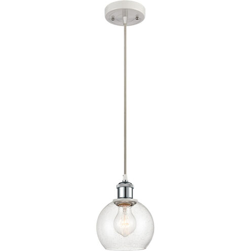 Ballston Athens 1 Light 6 inch White and Polished Chrome Mini Pendant Ceiling Light in Seedy Glass