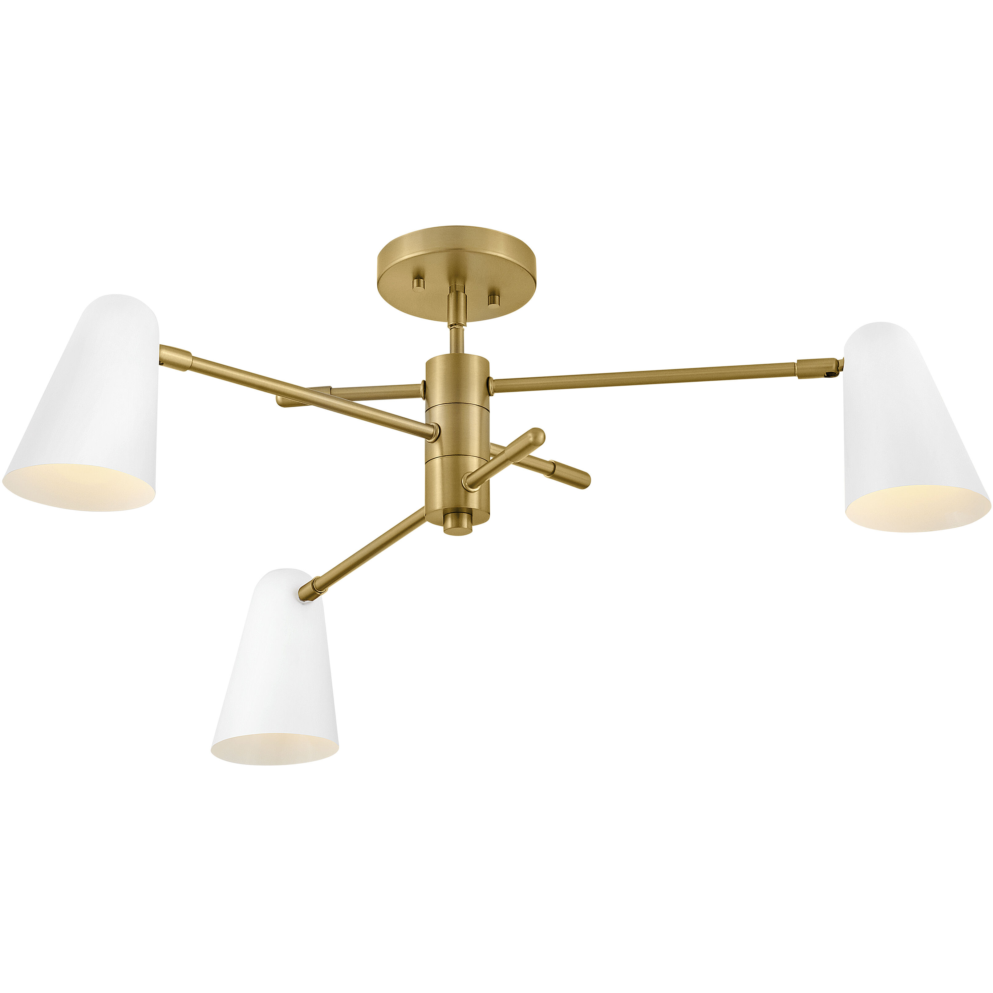 Birdie LED 30 inch Lacquered Brass with Matte White accents Chandelier Ceiling Light