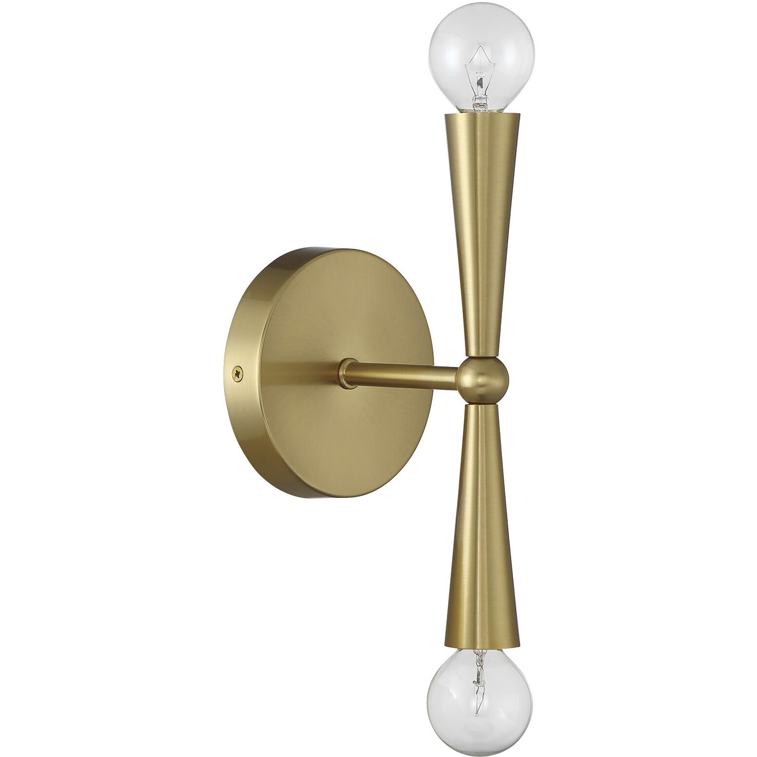 Contemporary 2 Light 4.75 inch Natural Brass Wall Sconce Wall Light