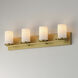 Lateral 4 Light 30 inch Satin Brass Bath Vanity Wall Light in Satin White