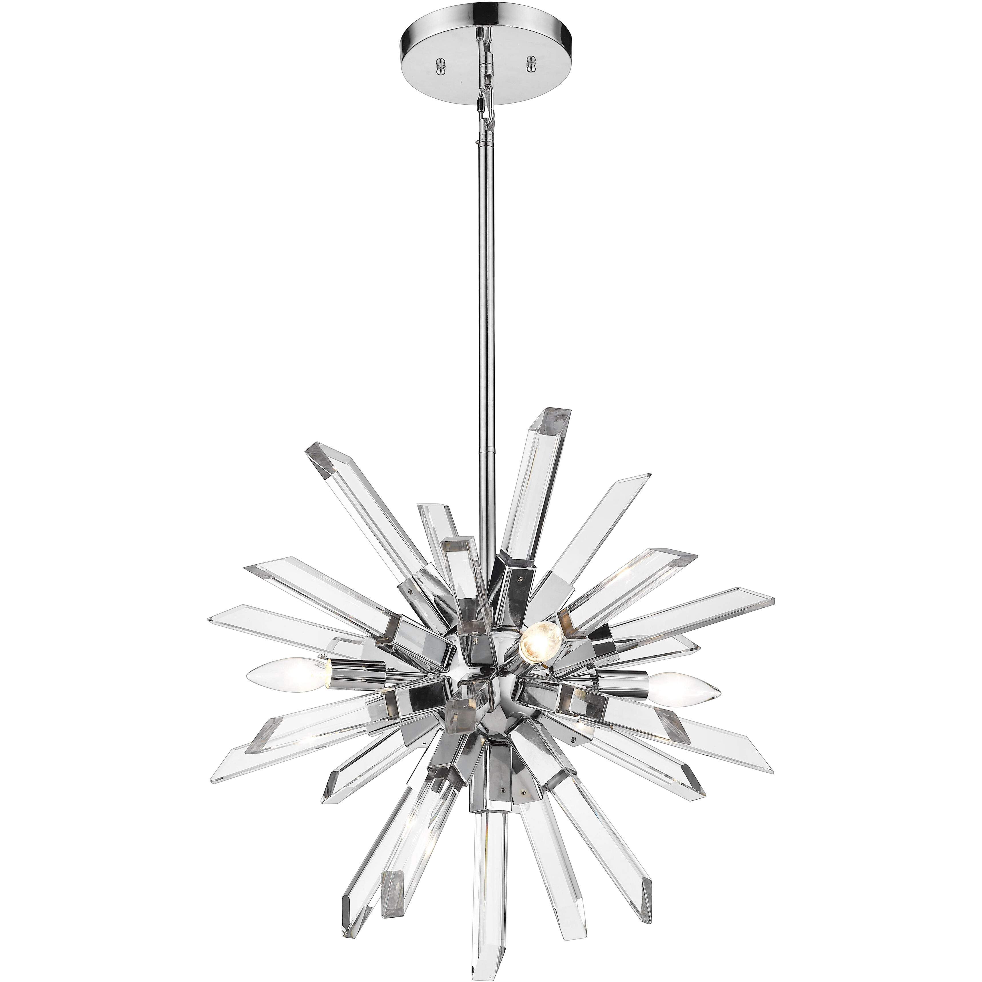 Burst 4 Light 21 inch Chrome Chandelier Ceiling Light in 24