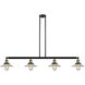 Franklin Restoration Halophane 4 Light 53.13 inch Black Antique Brass Island Light Ceiling Light in Clear Halophane Glass, Franklin Restoration