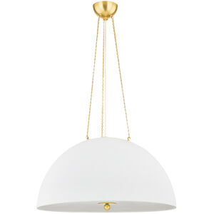 Chiswick 4 Light 30 inch Aged Brass/White Plaster Pendant Ceiling Light