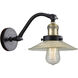 Franklin Restoration Halophane LED 9 inch Black Antique Brass Sconce Wall Light in Clear Halophane Glass, Franklin Restoration