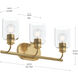 Reines 3 Light 22.75 inch Brushed Gold Bath Vanity Wall Light
