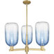 Brookhaven Cloche 3 Light 17.63 inch Brushed Brass Chandelier Ceiling Light in Sapphire Blue Glass