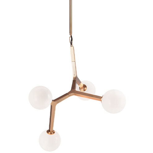 Rami 4 Light 24 inch Aged Gold Brass Pendant Ceiling Light in Aged Gold Brass and Opal Glass