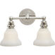Chapman & Myers Boston 2 Light 14.5 inch Polished Nickel Double Bath Light Wall Light in White
