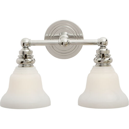 Chapman & Myers Boston 2 Light 14.5 inch Polished Nickel Double Bath Light Wall Light in White