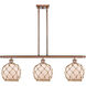 Ballston Farmhouse Rope LED 36 inch Antique Copper Island Light Ceiling Light in White Glass with Brown Rope, Ballston
