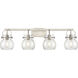 Pilaster II Sphere 4 Light 36.5 inch Satin Nickel Bath Vanity Light Wall Light in Seedy Glass