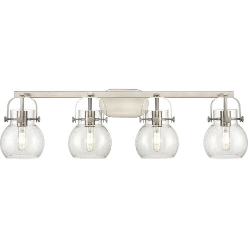 Pilaster II Sphere 4 Light 36.5 inch Satin Nickel Bath Vanity Light Wall Light in Seedy Glass