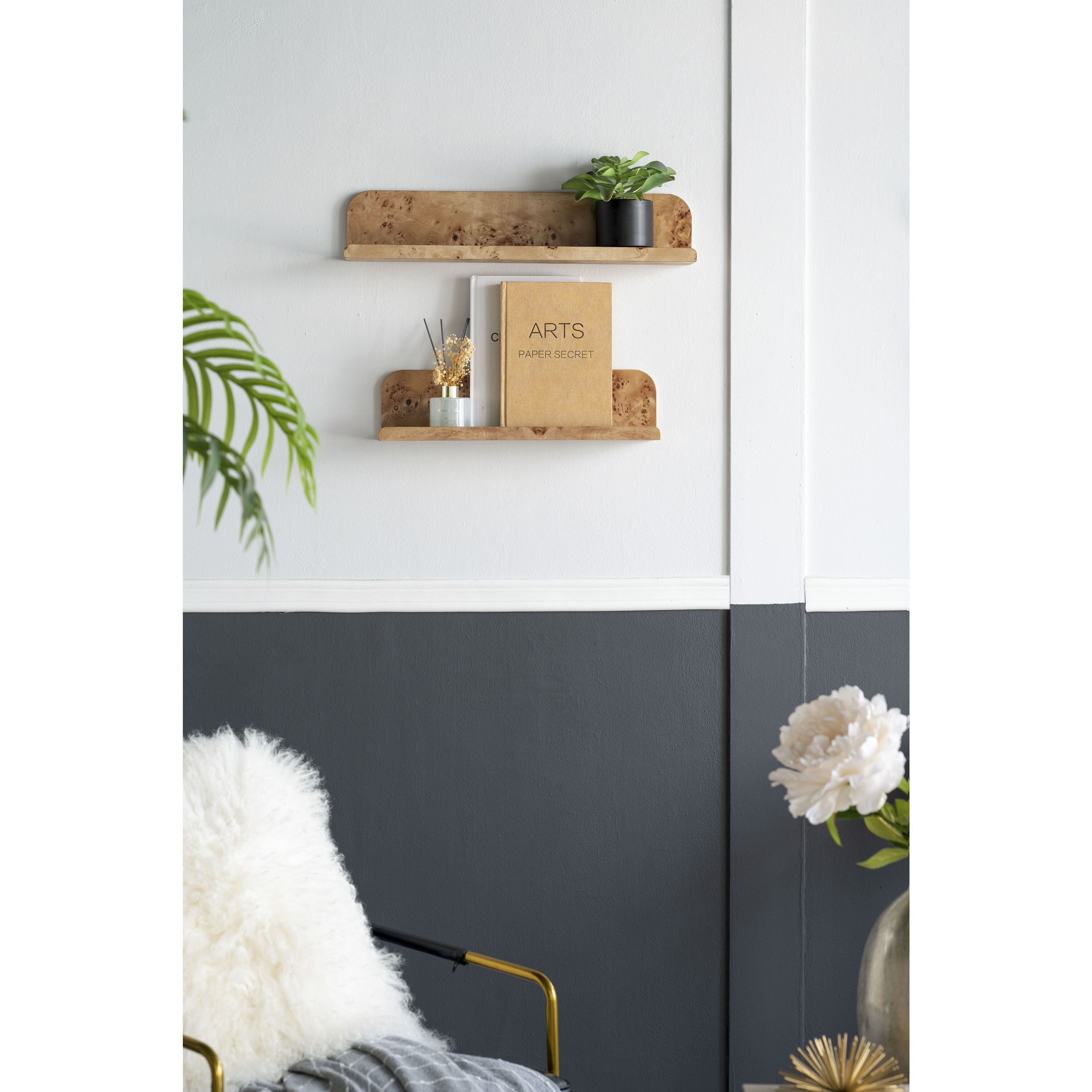 Anita 23.6 inch Brown Wall Shelf