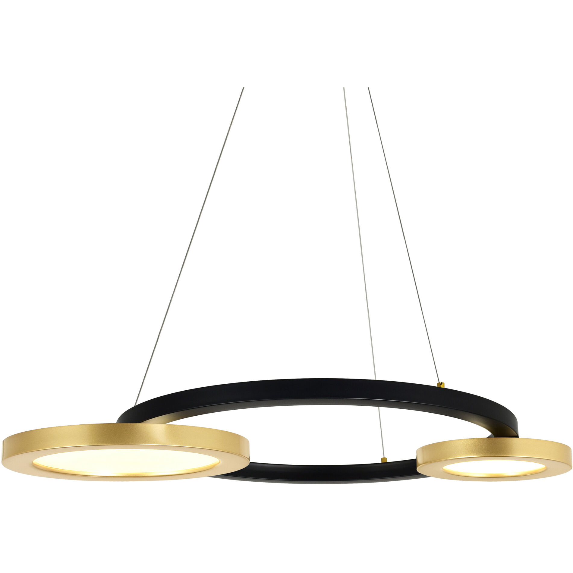 Deux Lunes LED 37 inch Brass and Pearl Black Island/Pool Table Light Ceiling Light