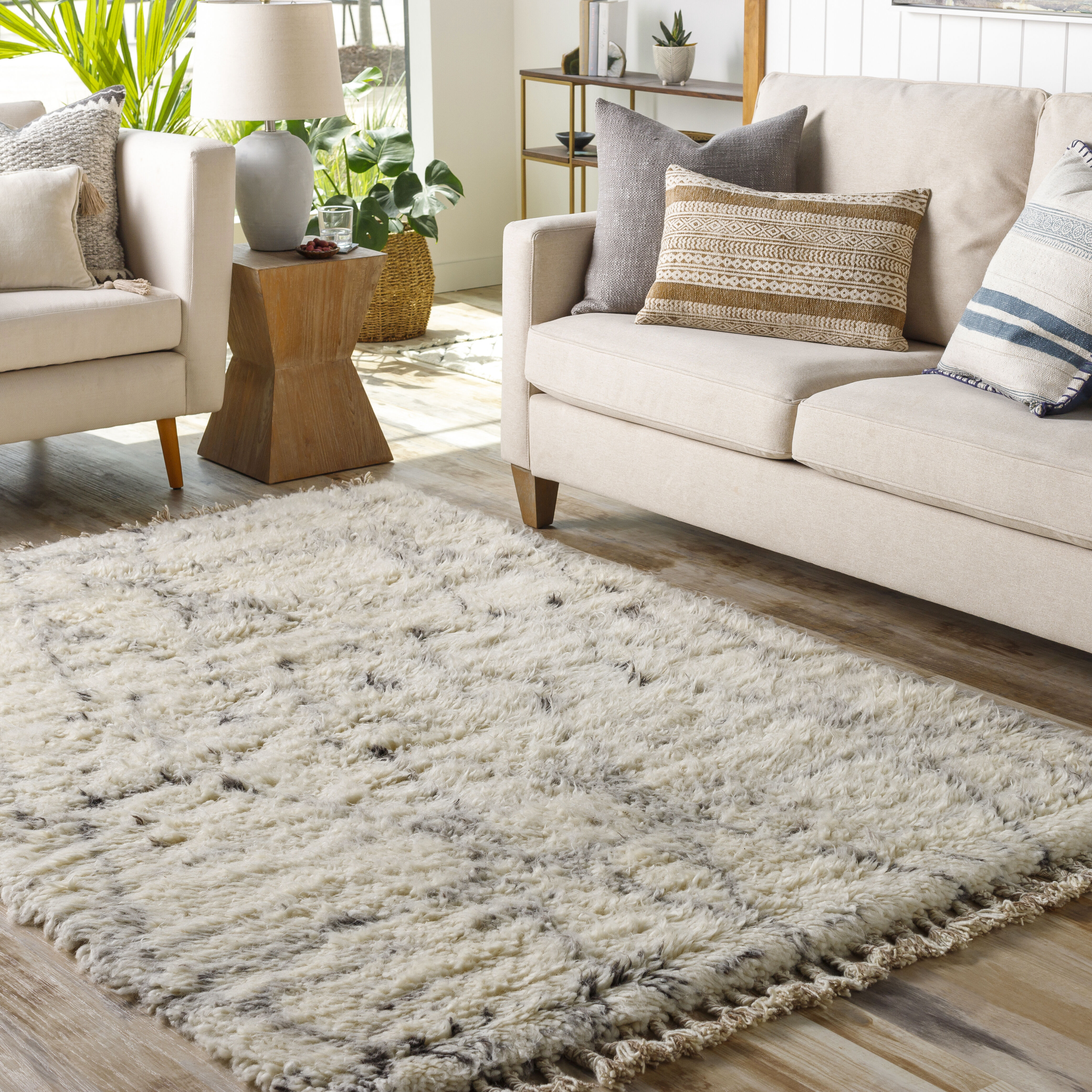 Camille 120 X 96 inch Cream Rug in 8 x 10, Rectangle