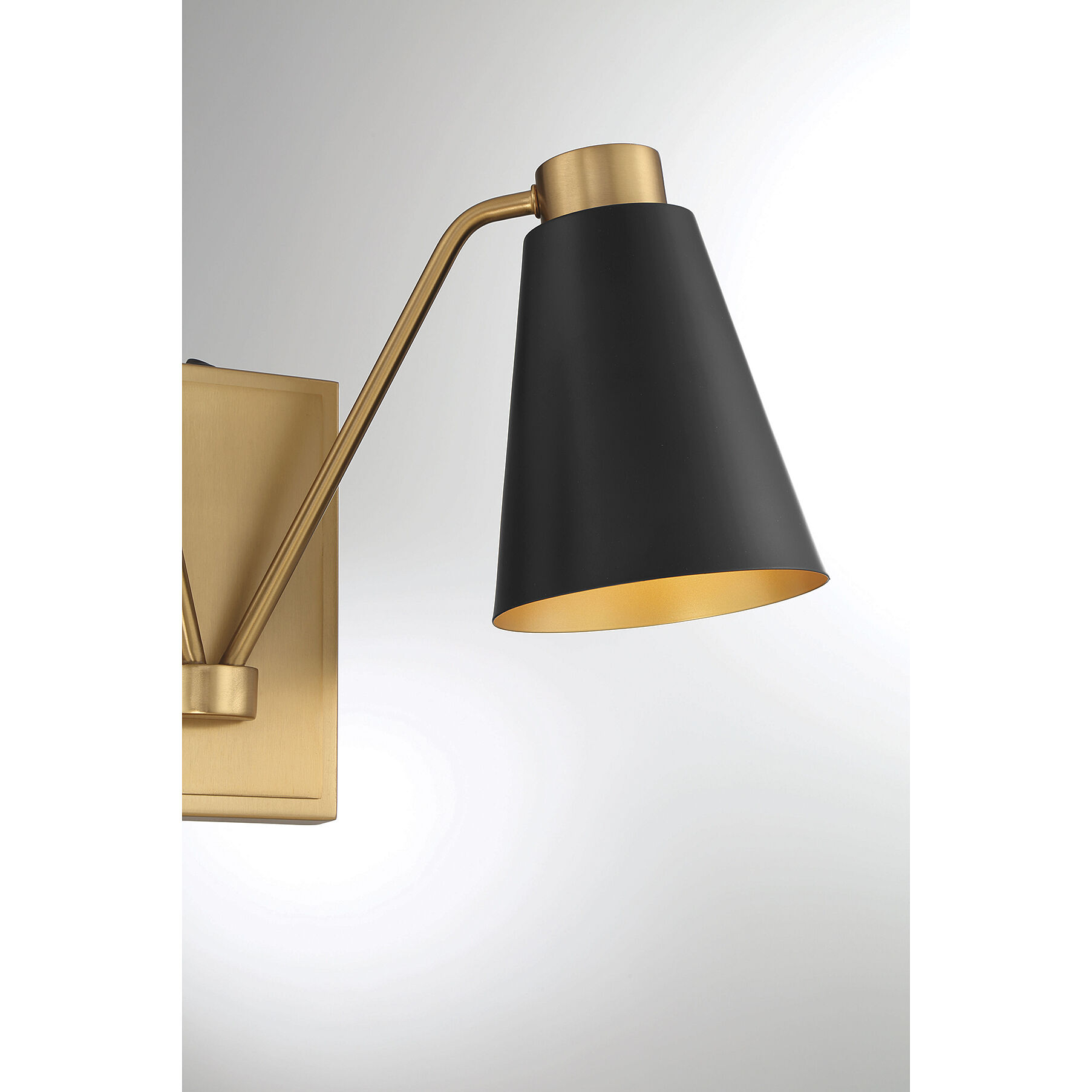 Modern 2 Light 17.5 inch Matte Black with Natural Brass Wall Sconce Wall Light