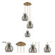 Newton Sphere 3 Light 15.5 inch Brushed Brass Multi Pendant Ceiling Light in Light Smoke Glass