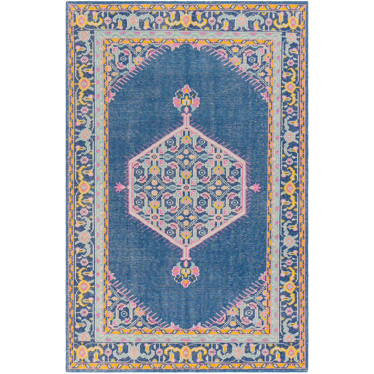 Luella 102 X 66 inch Navy/Bright Pink/Bright Yellow/Pale Pink/Aqua Rugs