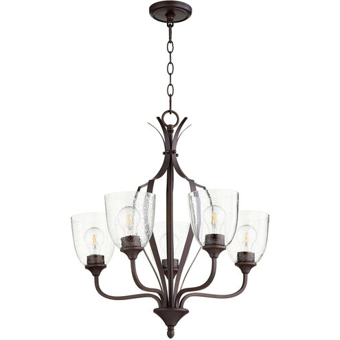 Jardin 5 Light 24 inch Oiled Bronze Chandelier Ceiling Light in Clear Seeded