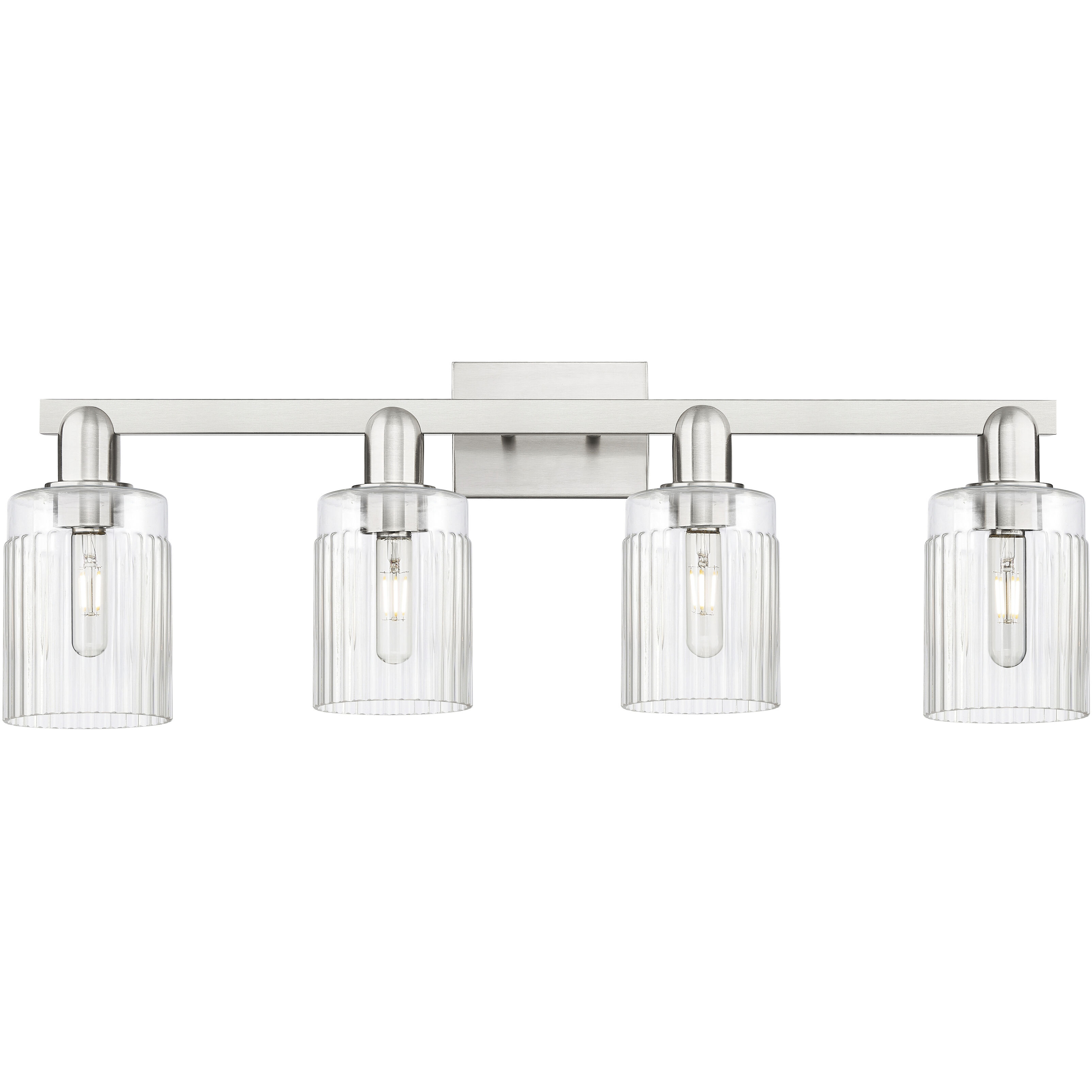 Arcadia Hadley 4 Light 31.5 inch Brushed Satin Nickel Bath Vanity Light Wall Light in Clear