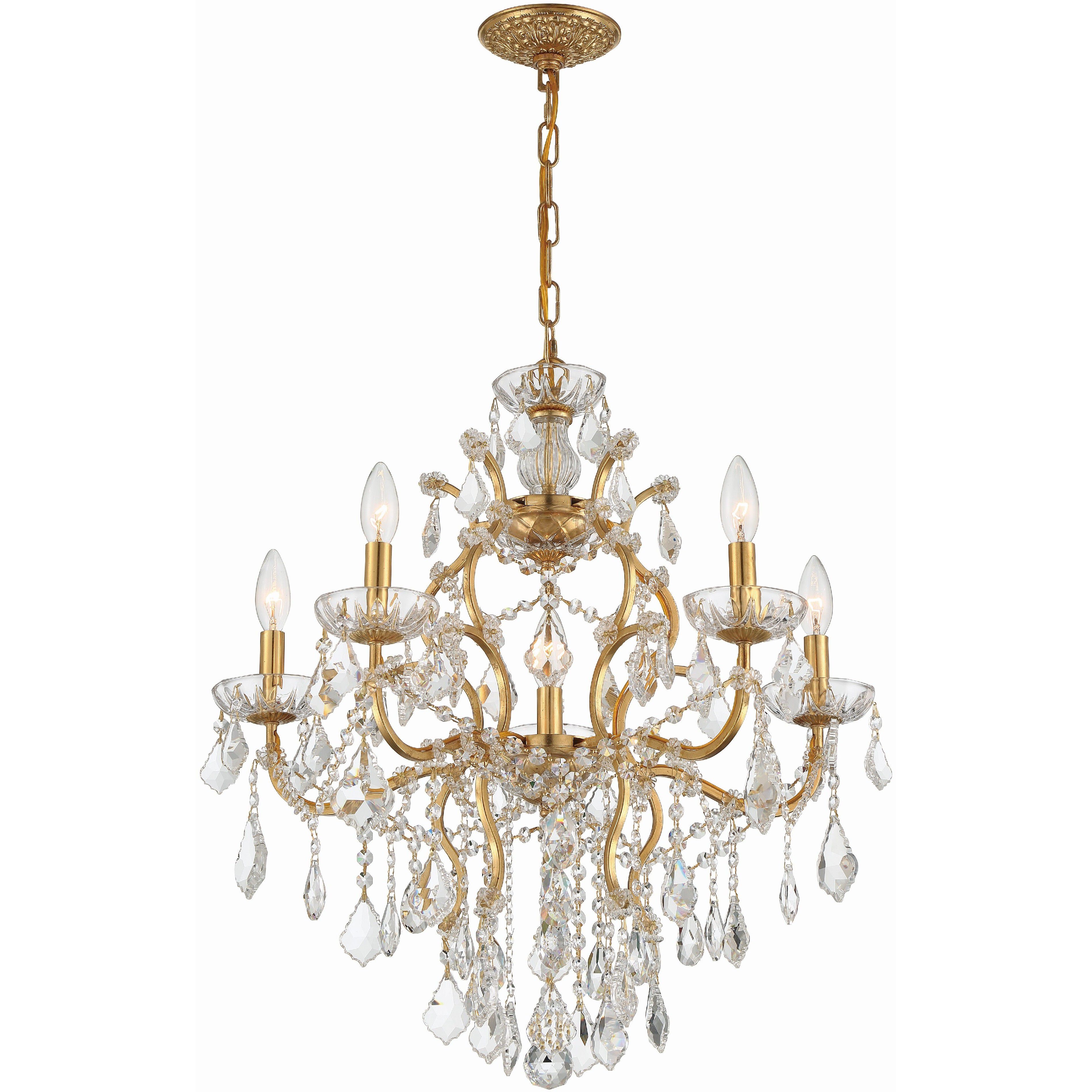 Filmore 6 Light 23 inch Antique Gold Chandelier Ceiling Light in Clear Swarovski Strass