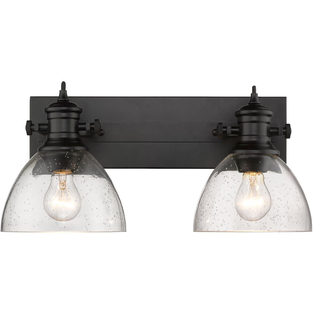 Yep Hines Vanity Wall Light in Matte Black, Seeded Glass