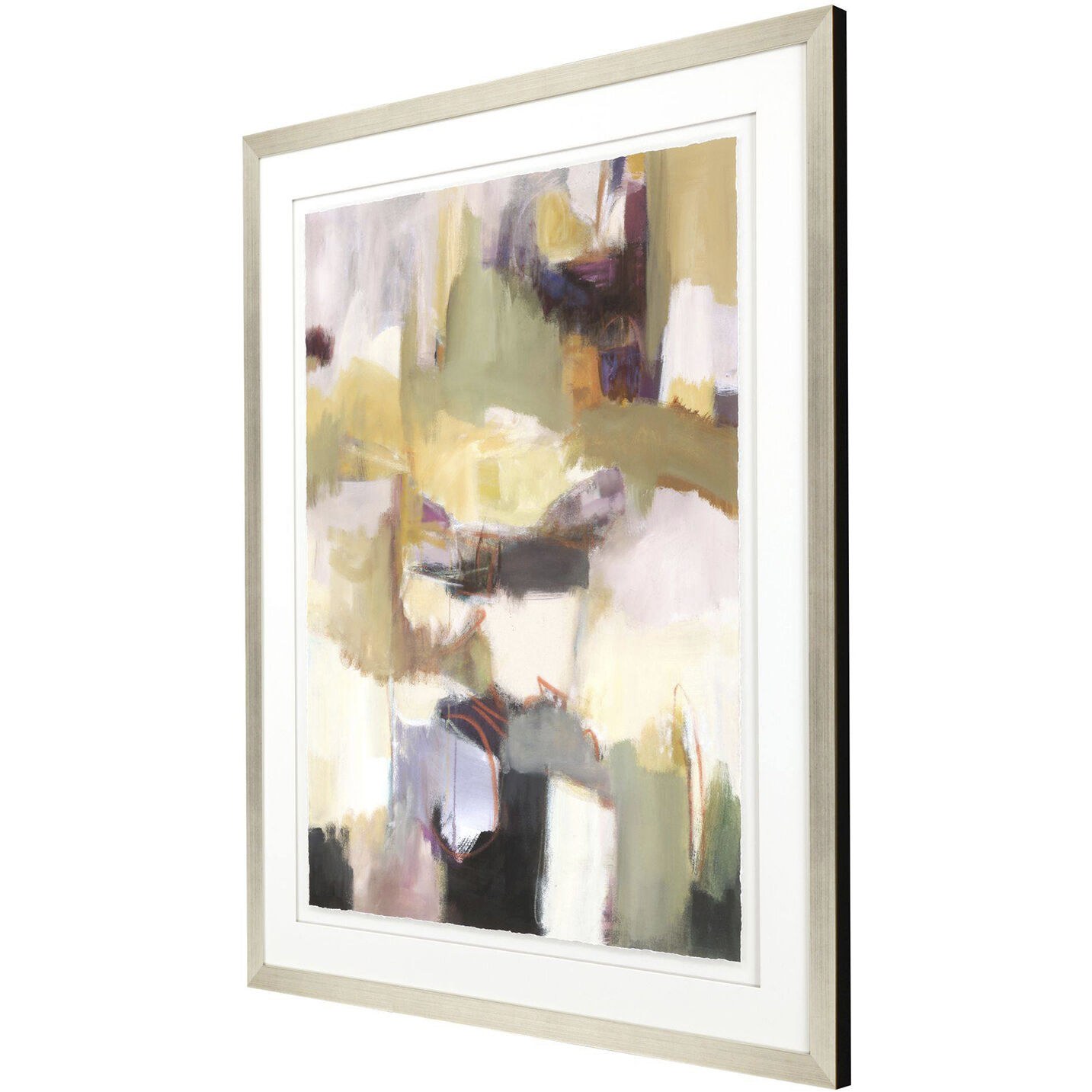 Abstract Green and Gray and Multi and Purple Framed Art