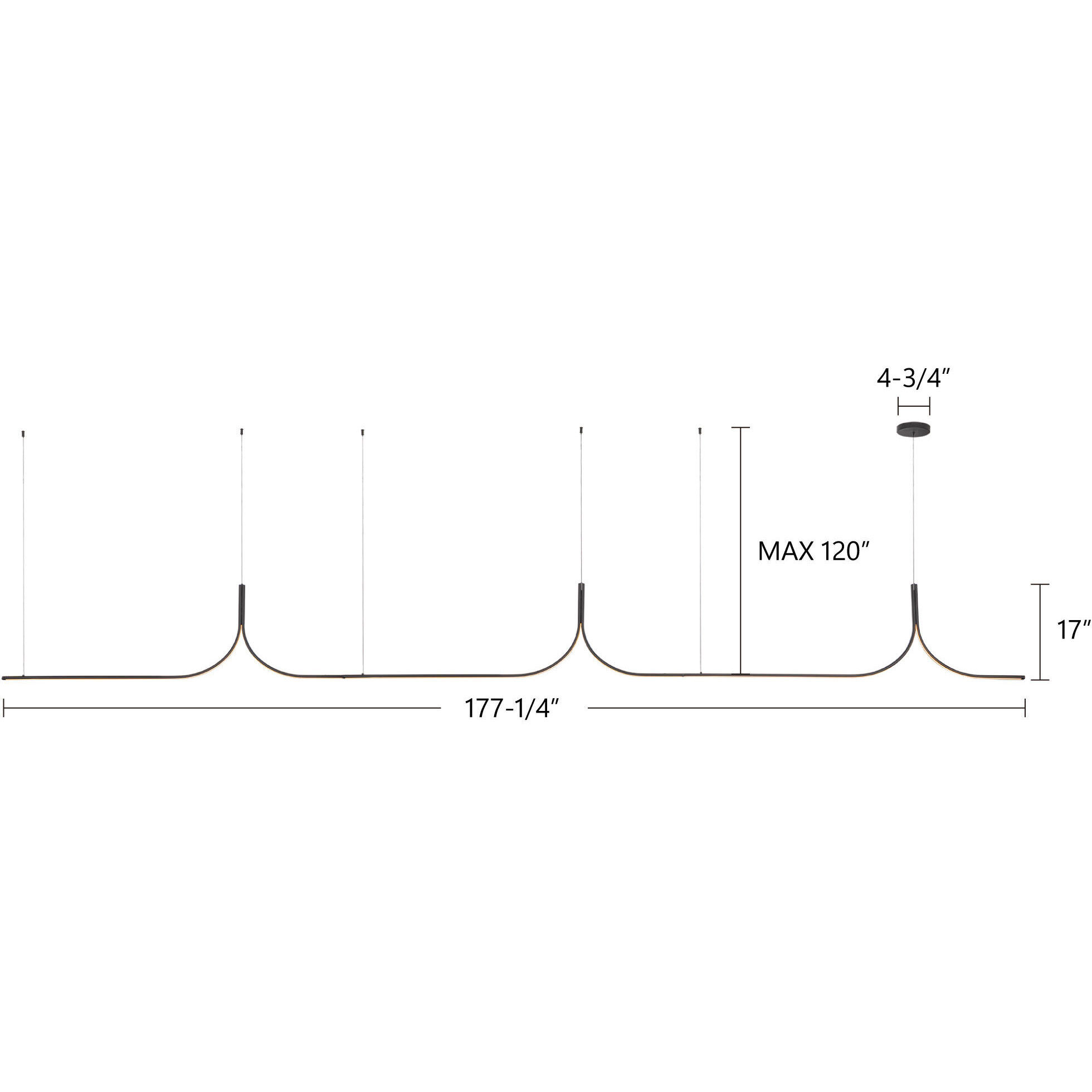 Thread LED 177.25 inch Black Linear Pendant Ceiling Light