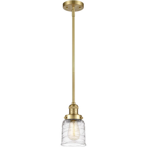 Franklin Restoration Bell LED 5 inch Satin Gold Mini Pendant Ceiling Light in Deco Swirl